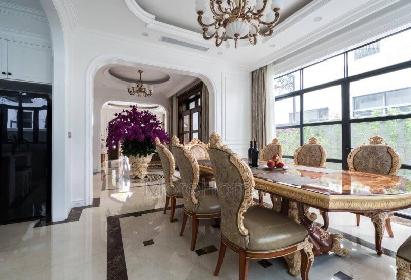 Công trình hình ảnh thi công bàn ghế ăn cổ điển cao cấp cho phòng ăn biệt thự Vinhomes Imperia Hải Phòng